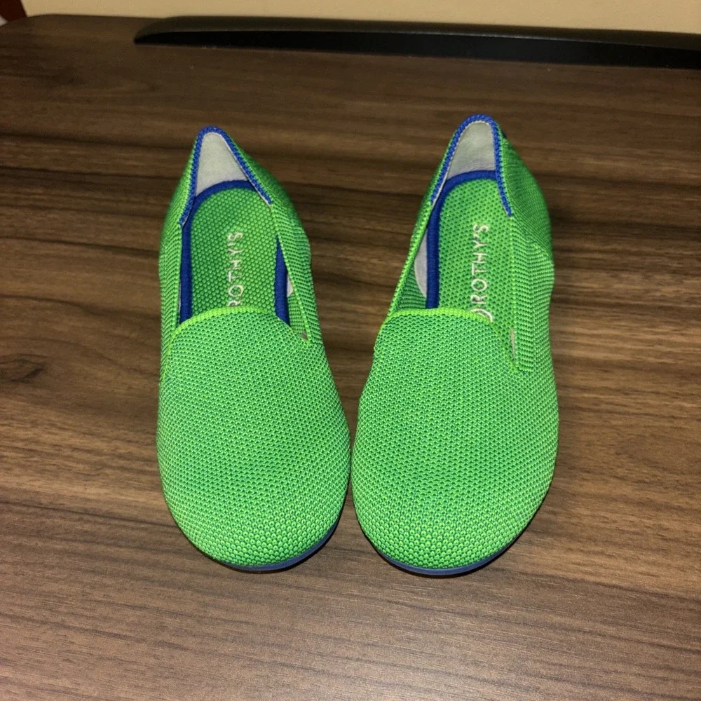 New Rothy's Kids 13 Mini Loafers Round Toe Knit Slip On Flats Jelly Bean Green